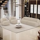 Ver mais imagens de Sofá 3 Lugares Curvo Orgânico com 02 Poltronas Living 250cm Barolo L06 Linho Bege Escuro