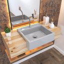 Ver imagem 1 de Kit Cuba XQ395 com Torneira Pratika 1060 Metal e Válvula 1" com Sifão PVC e Flexível Compace