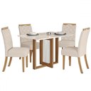 Ver imagem 2 de Mesa de Jantar 4 Lugares Charlotte com Vidro Nature/off White/linho - Panorama Móveis