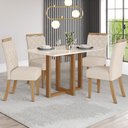 Ver imagem 1 de Mesa de Jantar 4 Lugares Charlotte com Vidro Nature/off White/linho - Panorama Móveis