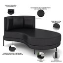 Ver imagem 3 de Sofá Chaise Longue Sala de Estar Living Lucca Direito D02 Couríssimo Preto B-159 - Lyam Decor