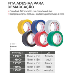 Fita Demarcacao de Solo Adesiva Vermelha 48mmx30m Worker - 2