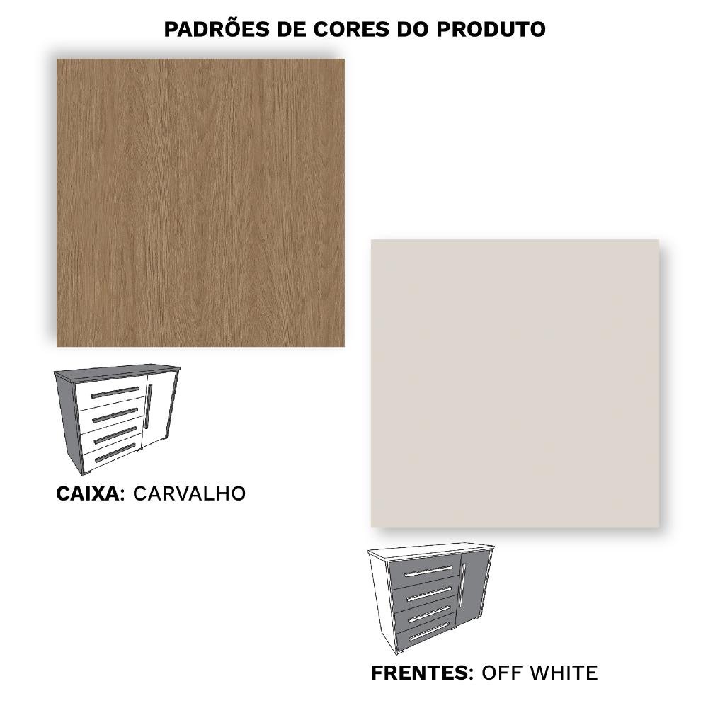 Cômoda Grande com Sapateira e 4 Gavetas Angra Rimo - Carvalho/offwhite - 5