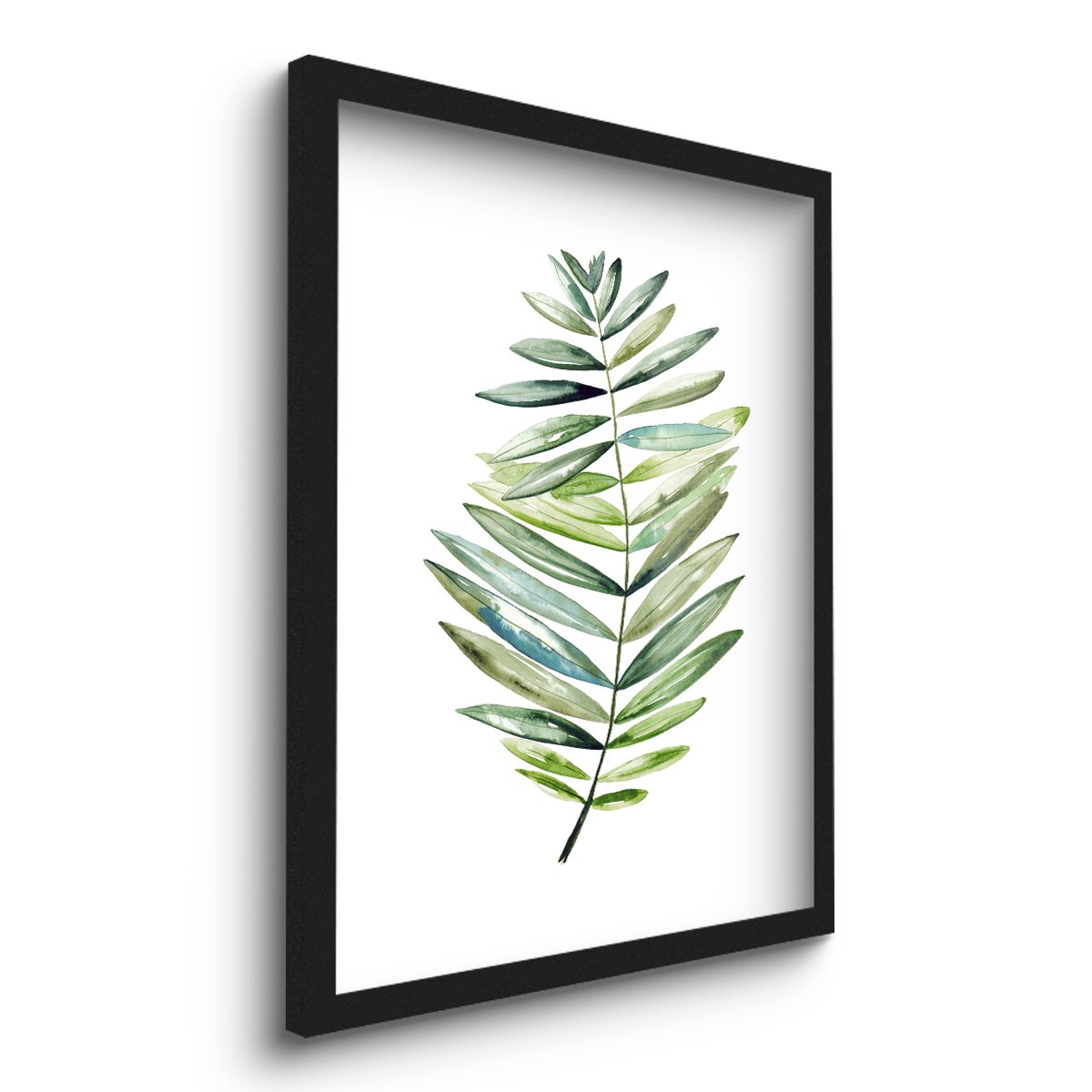 Quadro Decorativo Folha Verde Aquarela 45x33 C/vidro