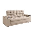 Ver imagem 4 de Sofá Confort Premium 2,05m Assento Retrátil/reclinável Porta Copos e Usb Suede Areia - Xflex