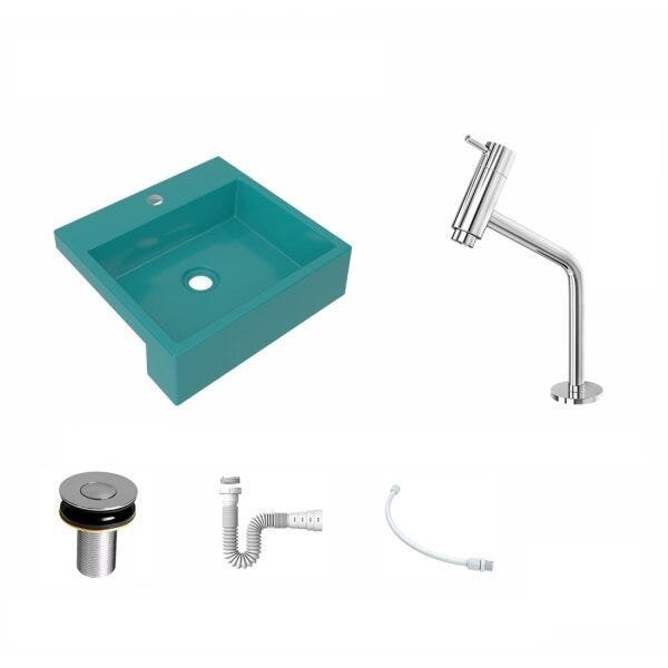 Kit Cuba XQ395 Torneira Pratika 1060 Metal Válvula Click 1 Polegada B Sifão PVC Flexível Compace - 2