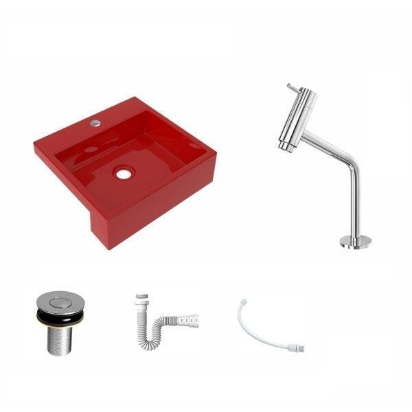 Kit Cuba XQ395 Torneira Pratika 1060 Metal Válvula Click 1 Polegada B Sifão PVC Flexível Compace - 2