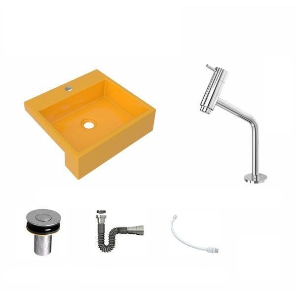 Kit Cuba XQ395 Torneira Pratika 1060 Metal Válvula Click 1 Polegada B Sifão Cromado Flexível Compace - 2