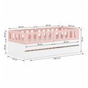 Ver imagem 3 de Bicama Solteiro MDF Rosa com 04 Grades e Cabeceira Anatômica Mobilistore