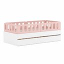 Ver imagem 1 de Bicama Solteiro MDF Rosa com 04 Grades e Cabeceira Anatômica Mobilistore