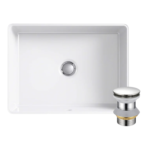 Cuba de Embutir Retangular Kohler Verticyl para Banheiro 44x33cm Branca | 2882BR-0 com Válvula Click