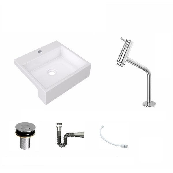 Kit Cuba XQ395 Torneira Pratika 1060 Metal Válvula Click 1 Polegada B Sifão Cromado Flexível Compace - 2