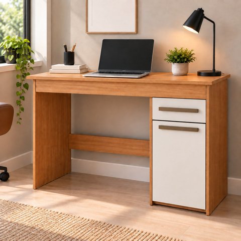 Escrivaninha 1 Porta 1 Gaveta 100% MDF com Tampo Amplo Atenas Espresso Móveis