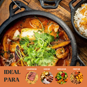 Ver imagem 3 de Panela Moqueca Alça Espiral Tampa de Ferro e Suporte em Metal 33x21cm 6,6l – Panela Mineira