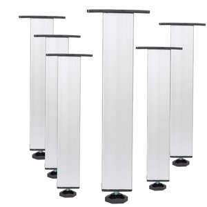 Kit 6 Pé Alumínio 25cm Fosco Cozinha Móveis 40x40 Regulável