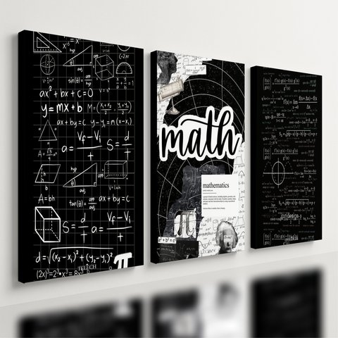 Kit 3 Quadro Decorativo Matemática Aritmética Calculo Física 28x20cm