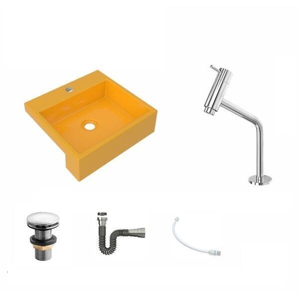 Kit Cuba XQ395 Torneira Pratika 1060 Metal e Válvula Click 1 Polegada G Sifão Cromado Flexível Compa - 2
