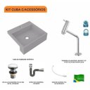 Ver imagem 3 de Kit Cuba XQ395 Torneira Pratika 1060 Metal e Válvula Click 1 Polegada G Sifão Cromado Flexível Compa
