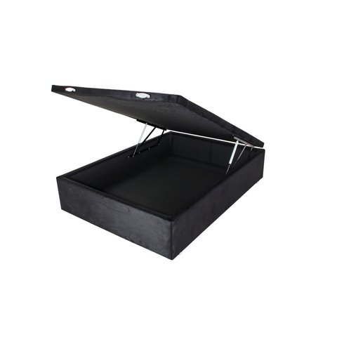 Cama Box Baú Casal Suede Preto 42x138x188