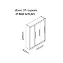 Ver imagem 3 de Guarda-Roupa Casal 3 Portas com 4 Gavetas 100% MDF Roma