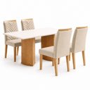 Ver imagem 2 de Conjunto de Mesa de Jantar 4 Lugares Isla e Carol 120x80cm MDF Cinamomo Off White