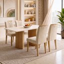 Ver imagem 1 de Conjunto de Mesa de Jantar 4 Lugares Isla e Carol 120x80cm MDF Cinamomo Off White