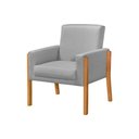 Ver imagem 3 de Kit 3 Poltronas Sala de Espera Pés em Madeira Santorini Linho Cinza