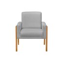 Ver imagem 4 de Kit 3 Poltronas Sala de Espera Pés em Madeira Santorini Linho Cinza