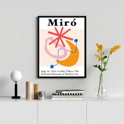 Quadro Decorativo Miró - Museum Of Modern Art 45x34cm - com Vidro:madeira Branca - 2