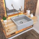 Ver imagem 1 de Kit Cuba XQ395 Torneira Pratika 1060 Metal e Válvula Click 1 1/2 Polegada Sifão PVC Flexível Compace