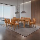 Ver imagem 1 de Sala de Jantar Mesa Nala 220cm Tampo Laminado Canto Moeda com 8 Cadeiras Bella Mobillare