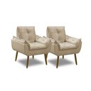 Ver imagem 1 de Kit 2 Poltronas para Sala Decorativa Opala Pés Madeira Suede Bege Império Decor