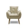 Kit 2 Poltronas para Sala Decorativa Opala Pés Madeira Suede Bege Império Decor - 4