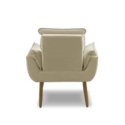 Kit 2 Poltronas para Sala Decorativa Opala Pés Madeira Suede Bege Império Decor - 6