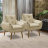 Kit 2 Poltronas para Sala Decorativa Opala Pés Madeira Suede Bege Império Decor - 7