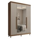 Ver imagem 2 de Guarda-Roupa Solteiro com Pés 4 Portas Batentes com Espelho Rustic/Crema/Rustic Venus Madesa