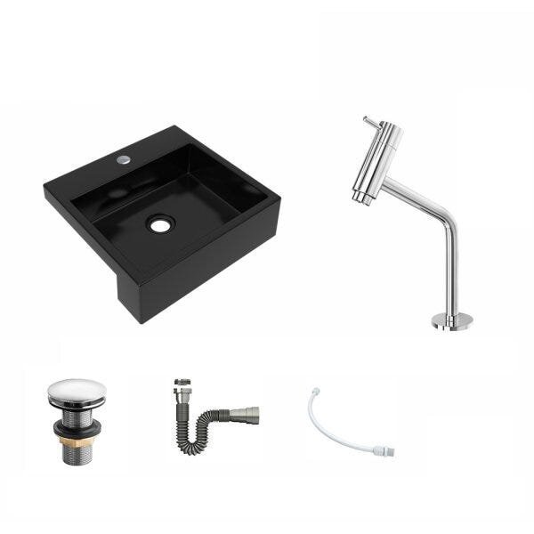 Kit Cuba XQ395 Torneira Pratika 1060 Metal Válvula Click 1 1/2 Polegada Sifão Cromado Flexível Compa - 2