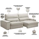 Ver imagem 4 de Sofá Retrátil Reclinável Living 280cm Nápoles F04 Veludo Bege