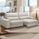 Ver imagem 5 de Sofá Retrátil Reclinável Living 280cm Nápoles F04 Veludo Bege