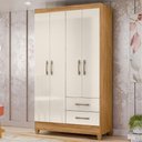Ver imagem 2 de Guarda Roupa Solteiro Chile 4p 103 Cm Freijo Off White Moval