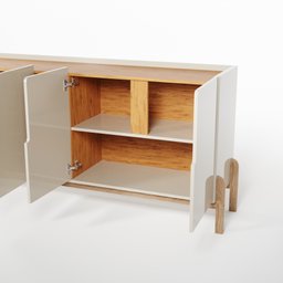 Aparador Buffet 4 Porta e Adega Canes Babus - Off White / Cedro - 6