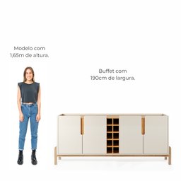 Aparador Buffet 4 Porta e Adega Canes Babus - Off White / Cedro - 7