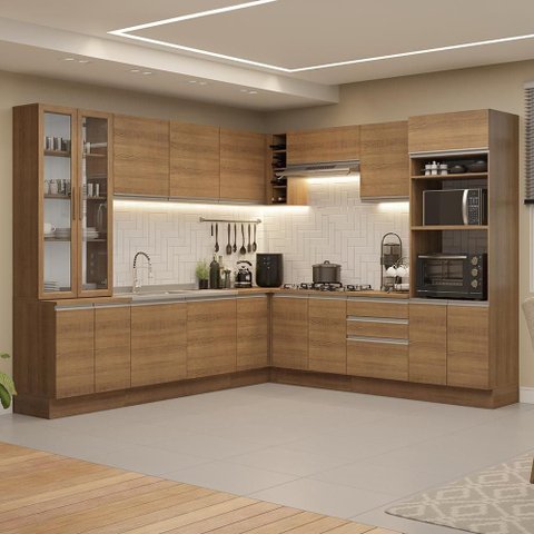 Armário de Cozinha Completa 549cm Rustic Glamy Madesa 01 Rustic