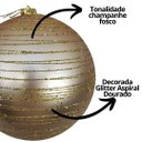 Ver imagem 3 de Bola de Natal Grande Champanhe Fosca com Glitter Dourado Espiral 15cm Decorativa Premium