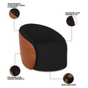 Ver imagem 3 de Poltrona Sala Orgânica Lua Giratória Sintético Pu Nozes/linho Preto D03 - D’Rossi