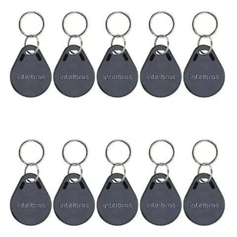 Kit 10 Tags Intelbras Chaveiro Acesso Proximidade - 125KHZ - Preto
