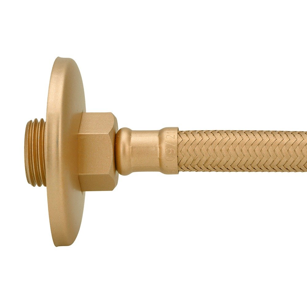 Kit 2 Engate Mangueira Flexível Dourado Trançado Inox 40cm - 5