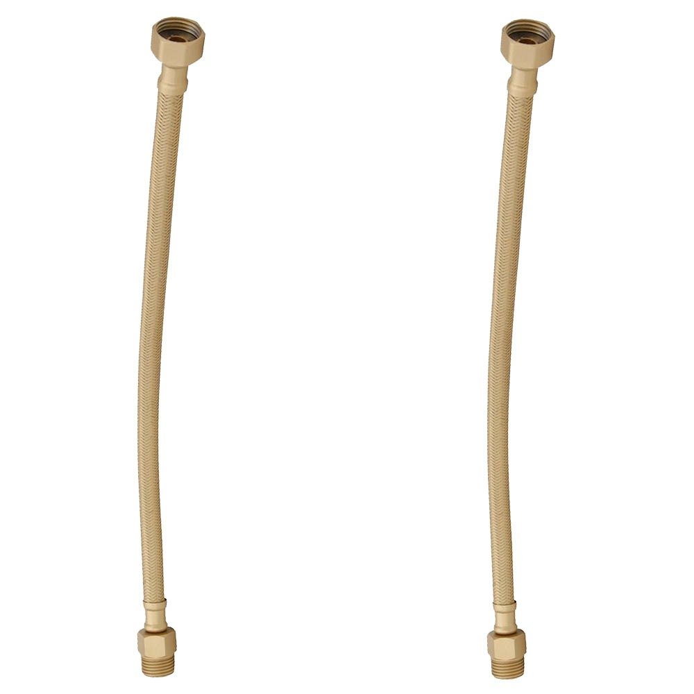 Kit 2 Engate Mangueira Flexível Dourado Trançado Inox 40cm - 1