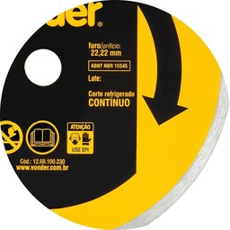 Disco de Corte Diamantado Contínuo 230mm V1 Furo 22,2mm Vonder para Mármore Granito Cerâmica - 4