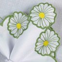 Ver imagem 3 de Kit 12 Jogos Americanos Guardanapos de Mesa Redondo Bordado Geovana Margarida - Branco
